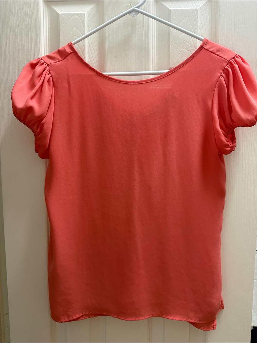 New York & Company Coral Puff Sleeve Blouse